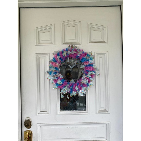 DIY Pink and Blue Spring Tinsel Garland Wreath Base Wreath Frame wreath Form xxx - Picture 5 of 5